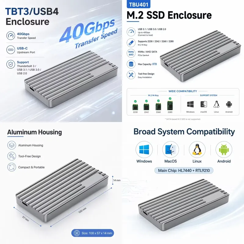 AP01 for Aluminum M.2 NVMe SSD - Usb4 40Gbps External Ssd 8Tb 评论和价格