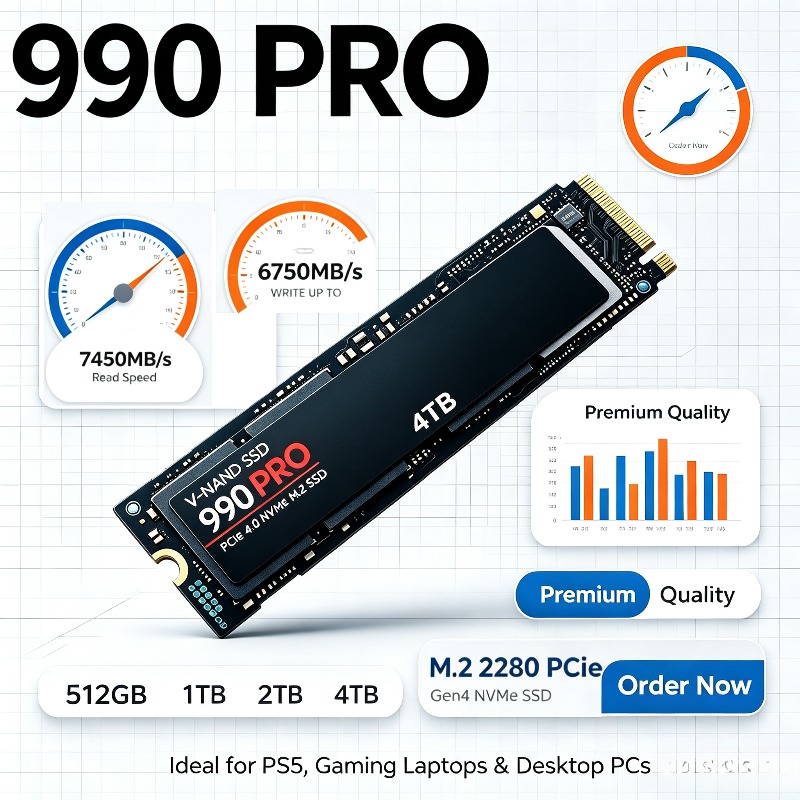 990 PRO Genuine SSD – 512GB/1T - Pcie 4.0 4Tb 2280 Ssd 7450Mbps 评论和价格
